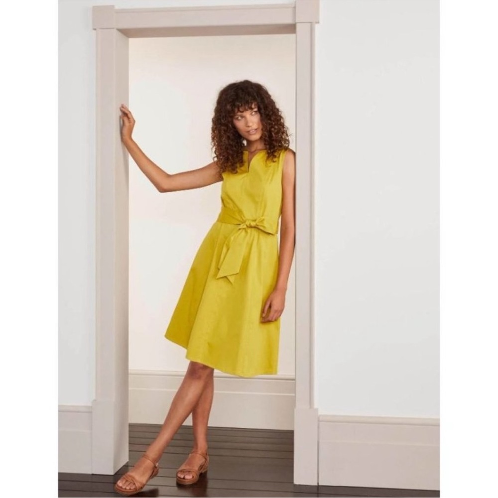 Boden Mischa Belted Chartreuse Dress Size 6p